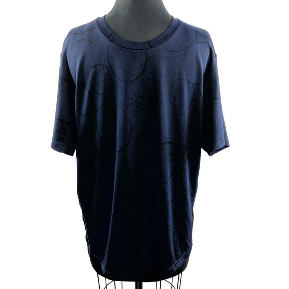 Futura Laboratories x UNIQLO Mens Short Sleeve Top Navy Blue Crewneck Size L - Picture 1 of 9